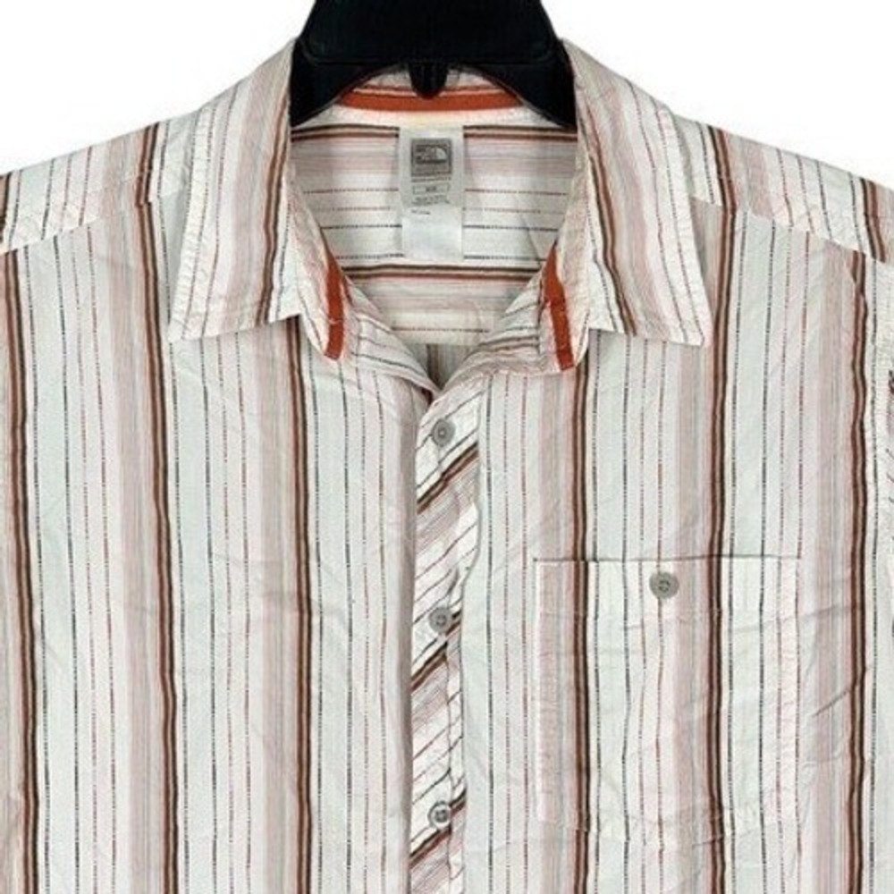 The North Face Button Down Shirt Mens M Striped Short Sleeve Hiking Casual